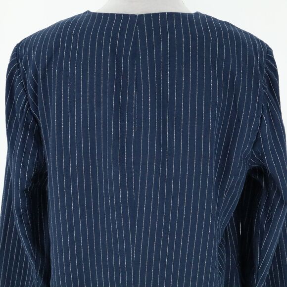 Lane Bryant Jacket Womens 14 Navy Blue White Linen Blend Stripe Blazer New FLAW - Picture 10 of 16